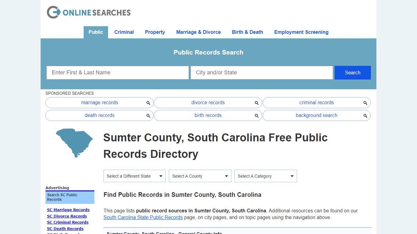 Sumter County, South Carolina Public Records Directory